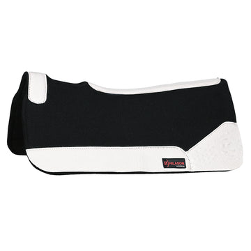 Western Wool Felt Horse Saddle Pad W/ White Alligator Print Leather